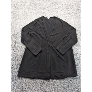 J Jill Cardigan Women Medium Black Cashmere Blend Button Front Knit Sweater
